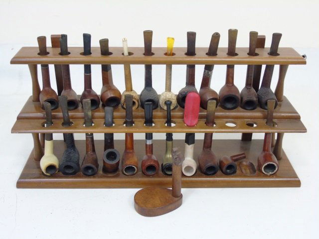 Collection of Vintage Pipes on Wooden Stand (1 of 6)