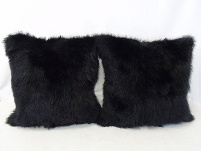 Pair Custom Contemporary Black Fur Throw Pillows (1 of 3)