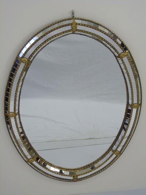 Contemporary Gilt Metal & Mosaic Oval Mirror (1 of 3)