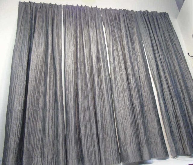 4 Custom Modern Grey & Silver Curtains from Kravet: 4 Custom Modern Grey & Silver Curtains from Kravet in Greenwich, Connecticut. Each measures 120 x 38 inches.