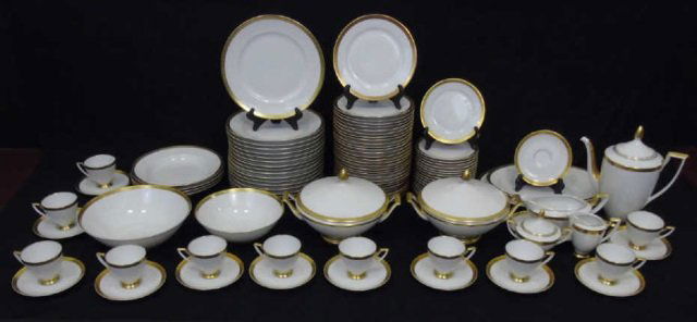 German Ivory Porcelain w Gold Leaf Dinner Service (1 of 10)