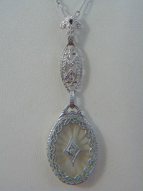 Art Deco Style 10kt White Gold Diamond Necklace (1 of 6)