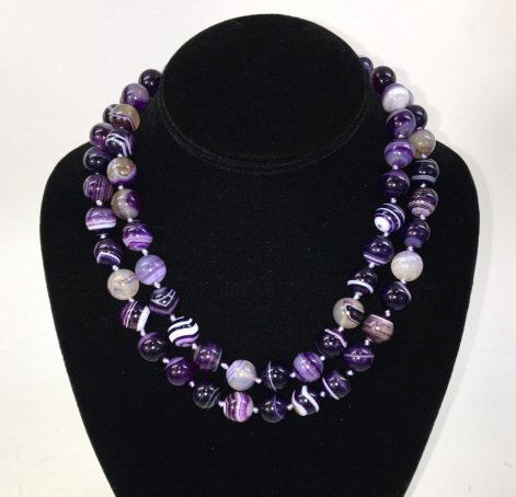 Large Bead Blue Agate Hand Knotted Necklace Strand (1 of 4)