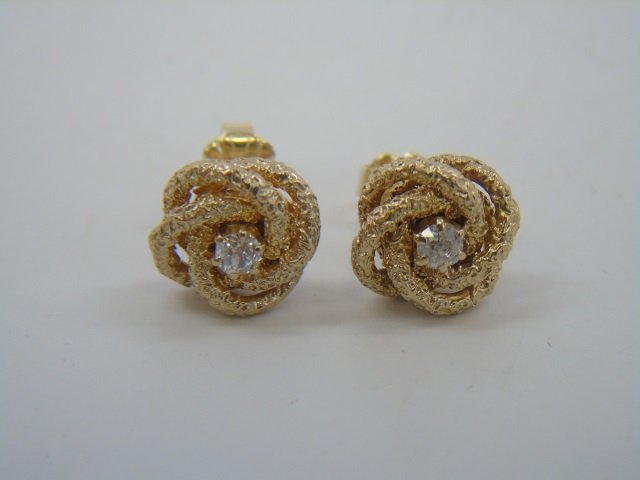 Pair Estate 14kt Yellow Gold & Diamond Earrings (1 of 4)