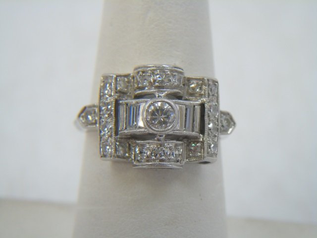 Estate Platinum & Diamond Art Deco Period Ring (1 of 6)