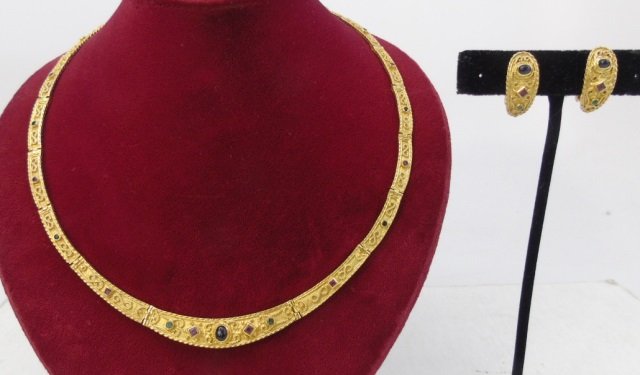 Estate Byzantine Style 14k Necklace & Earring Set (1 of 10)