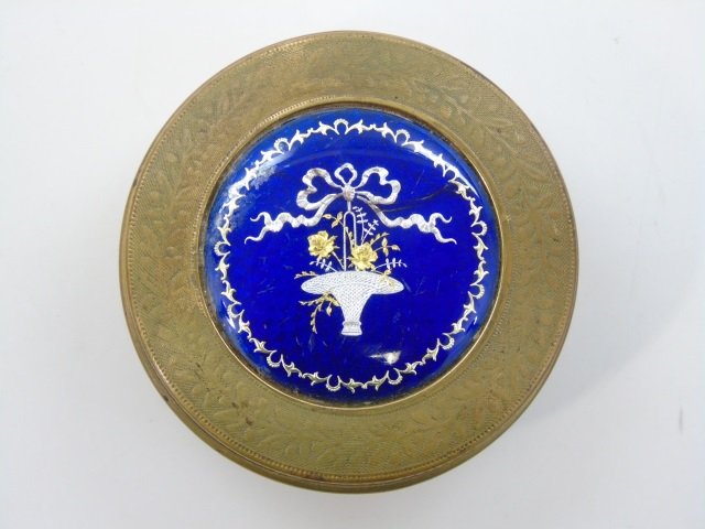Antique Gilt Ormolu Guilloche Enamel Dresser Box (1 of 4)