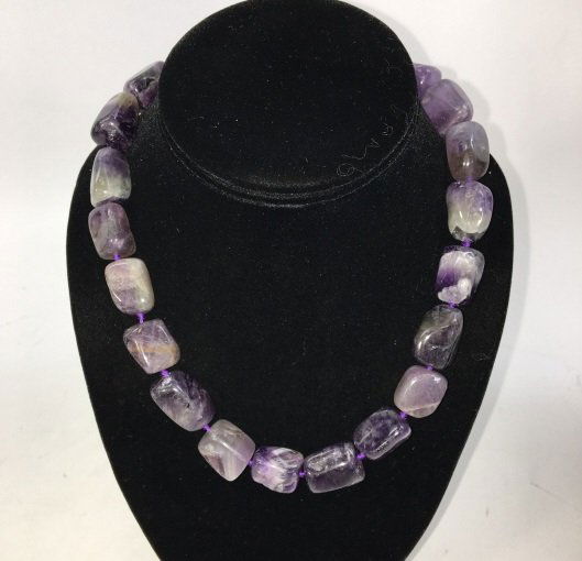 Hand Knotted Tumbled Amethyst Bead Necklace (1 of 4)