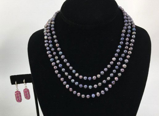 50 Inch Baroque Tahitian Pearl Necklace & Earring (1 of 6)