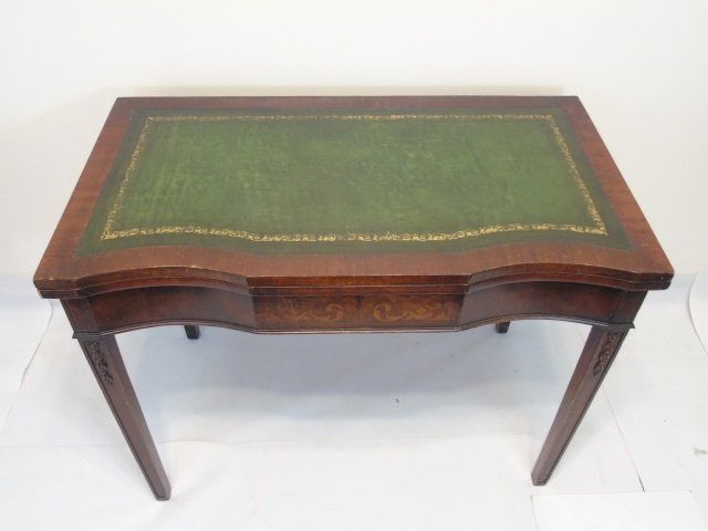 Antique Mahogany Leather Top Dining Table w Leaves (1 of 5)
