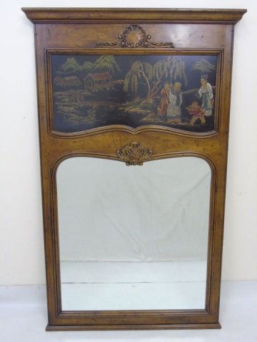 Carved French Style Trumeau Mirror w Asian Scene (1 of 4)
