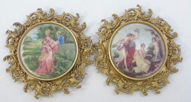 Pair Royal Vienna Style Porcelain Plaques in Frame (1 of 6)