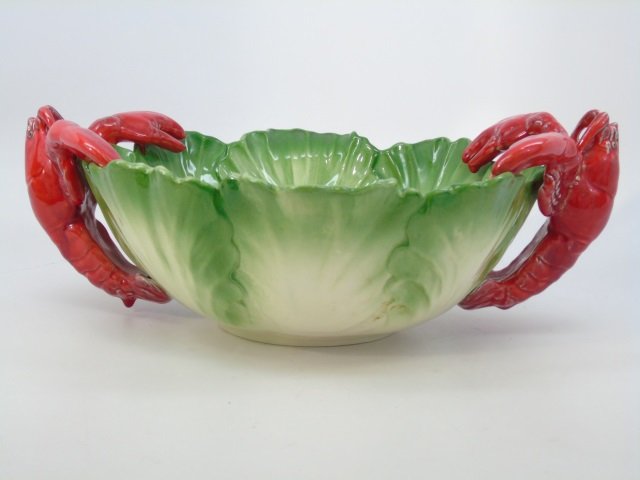 Brad Keeler Lobster Handled Green Majolica Bowl (1 of 5)