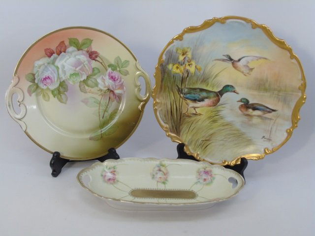 2 Signed Limoges Painted Plates & 1 Olive Platter (1 of 7)
