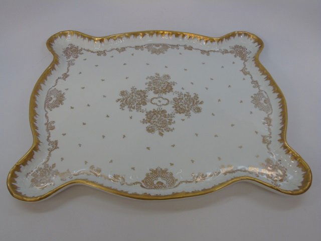 Large Limoges Gold & White Porcelain Serving Tray (1 of 3)