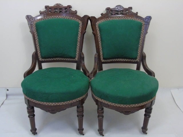 Pair Antique 19th C American Victorian Side Chairs (1 of 8)