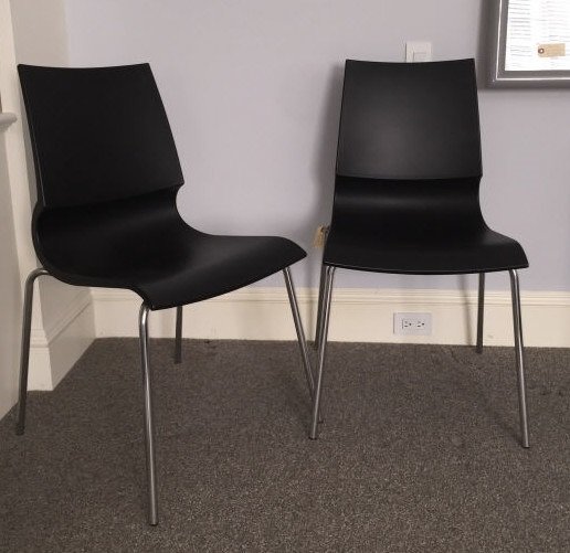 Pair Contemporary Modern Black & Silver Chairs (1 of 3)