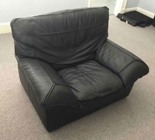 Contemporary Roche Bobois Black Leather Armchair (1 of 4)