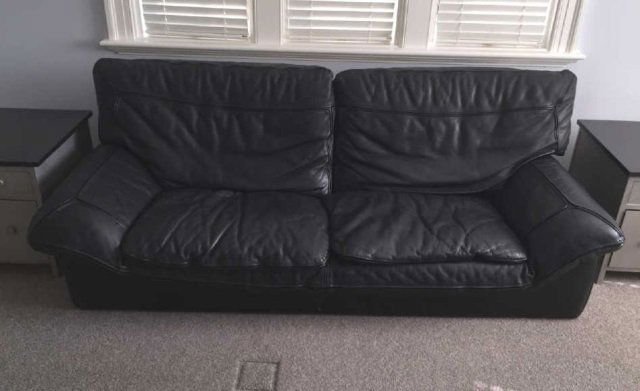 Contemporary Roche Bobois Black Leather Sofa (1 of 5)