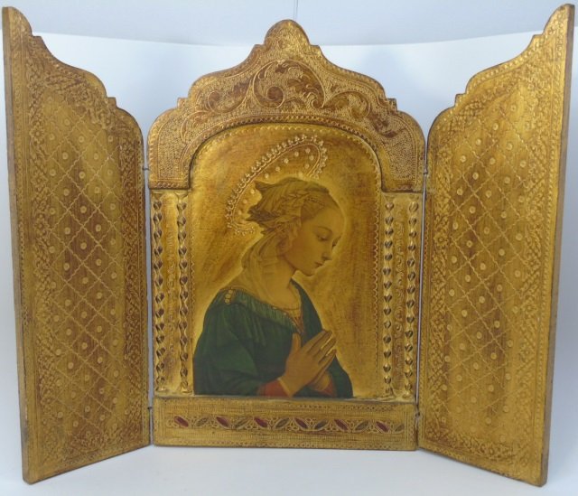 Italian Florentine Style Gilt Wood Madonna Icon (1 of 4)