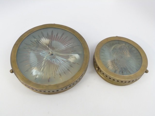 2 Brass & Cut Glass Deco Nautical Light Fixtures (1 of 7)