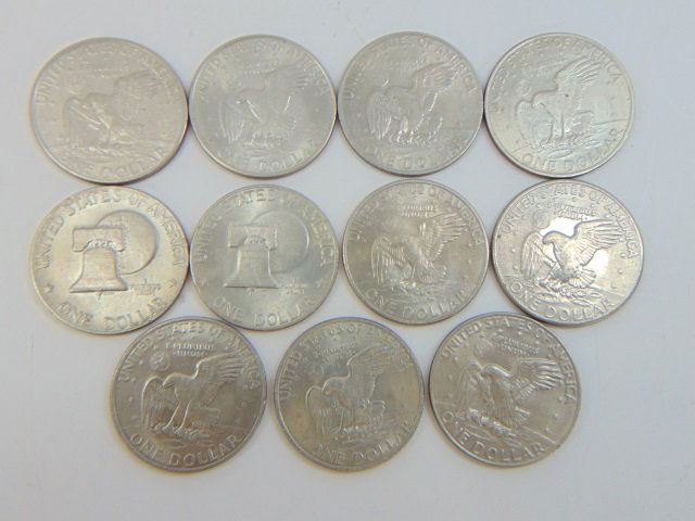 Group of 11 US Eisenhower One Dollar Coins (1 of 5)