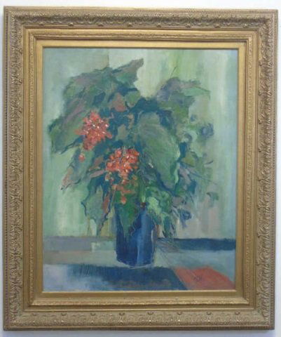 Philo Red & Green Floral Painting by Mahlon Cline (1 of 6)