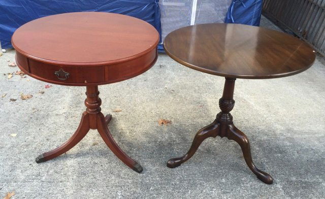 Two Vintage Mahogany Pedestal Base End Tables (1 of 4)