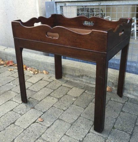 Tray Top Carved Wood Campaign Style End Table (1 of 3)