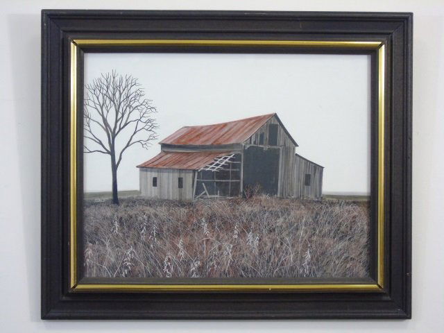 Framed American Farm Landscape of Barn & Field (1 of 2)