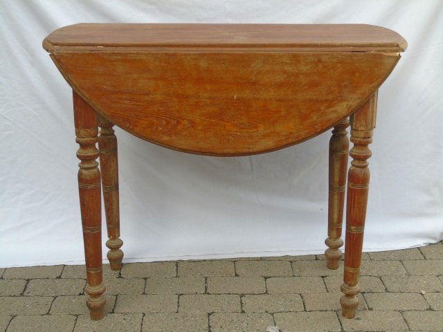 Antique Spindle Leg Drop Leaf Round Dining Table (1 of 4)