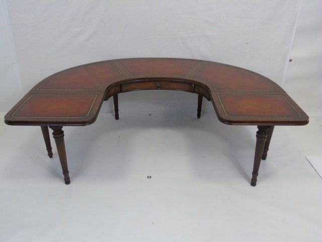 Antique Leather Top U Shape Coffee Table (1 of 7)
