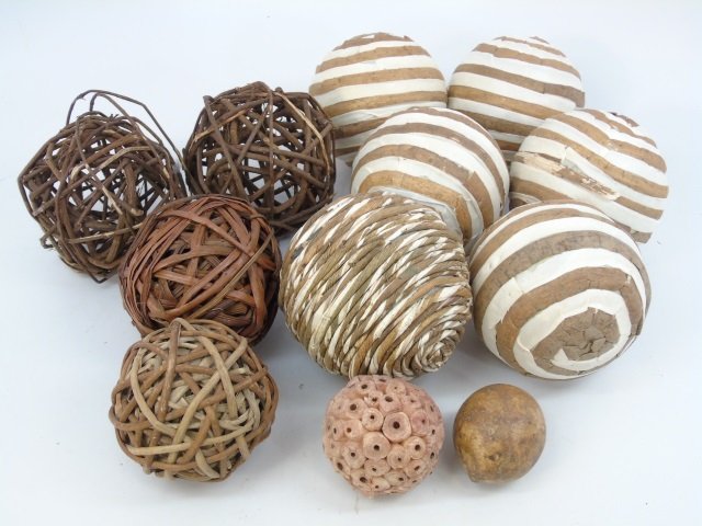Contemporary Seasonal Decorative Balls/Globes: Contemporary Seasonal Decorative Balls/Globes. In paper and wood.