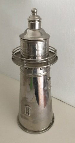 Figural Silver Plate Light House Cocktail Shaker (1 of 4)