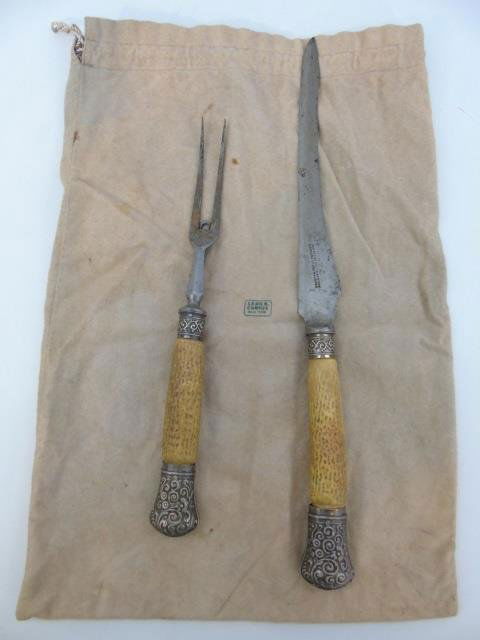 Antique Silver & Antler Carving Set / Serving (1 of 4)