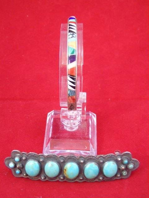 Native American Sterling Bracelet & Barrette (1 of 4)