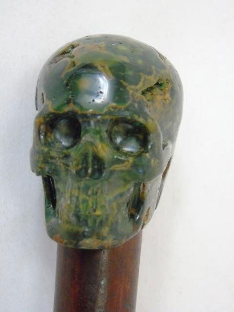 Walking Stick / Cane w/ Carved Stone Skull Handle (1 of 4)