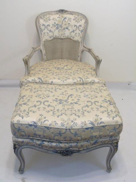 French Country Provencal Style Armchair & Ottoman (1 of 7)