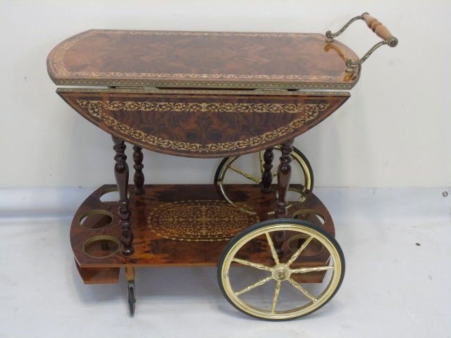 Italian Marquetry Wood Tea Cart / Serving Trolley (1 of 4)
