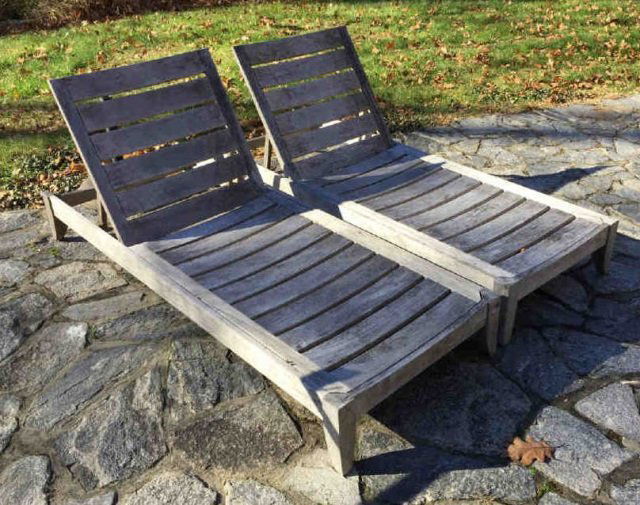 Pair Restoration Hardware Teak Pool Lounge Chairs (1 of 5)