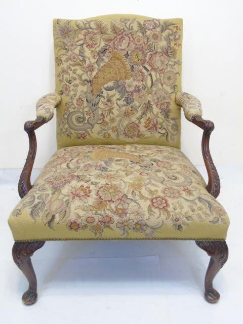 Antique English Armchair Fully Cover Needlepoint (1 of 6)