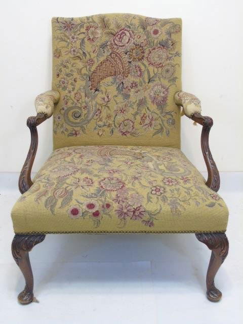 Antique English Armchair Fully Cover Needlepoint (1 of 6)