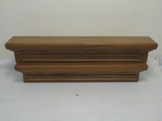 Pair Oak Wall Suspended Classic Style Shelves (1 of 4)