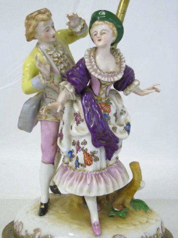 Antique German Style Porcelain Mount Table Lamp (1 of 6)