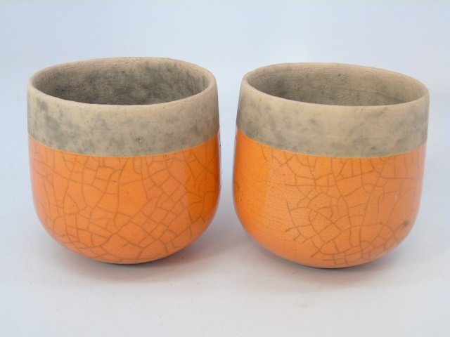 Pair Vintage French Glazed Pottery Planter Pots (1 of 3)
