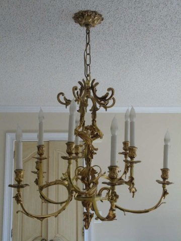 French Rococo Style Gilt Bronze Ormolu Chandelier (1 of 5)