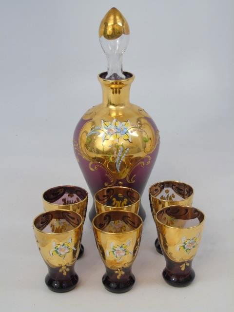 Venetian Style Gold Enamel Glass Set (1 of 5)