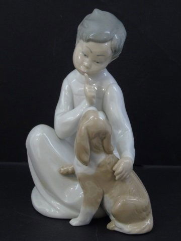 Lladro Spanish Porcelain Figurine - Boy w Dog (1 of 4)