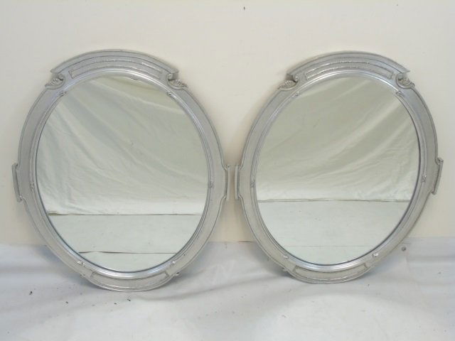 Pair Custom Made Silver Leaf Art Deco Style Mirror (1 of 4)