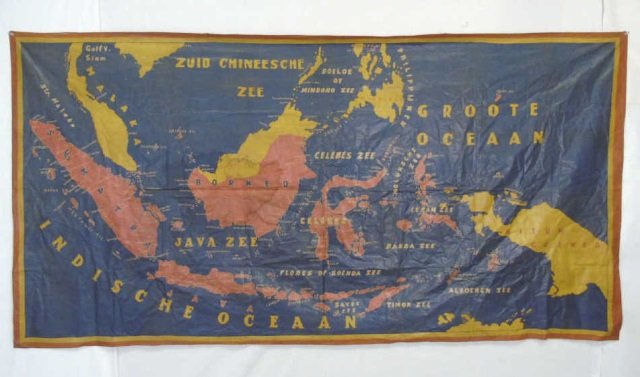 Large Vintage Fabric Printed Map of Indonesia (1 of 4)